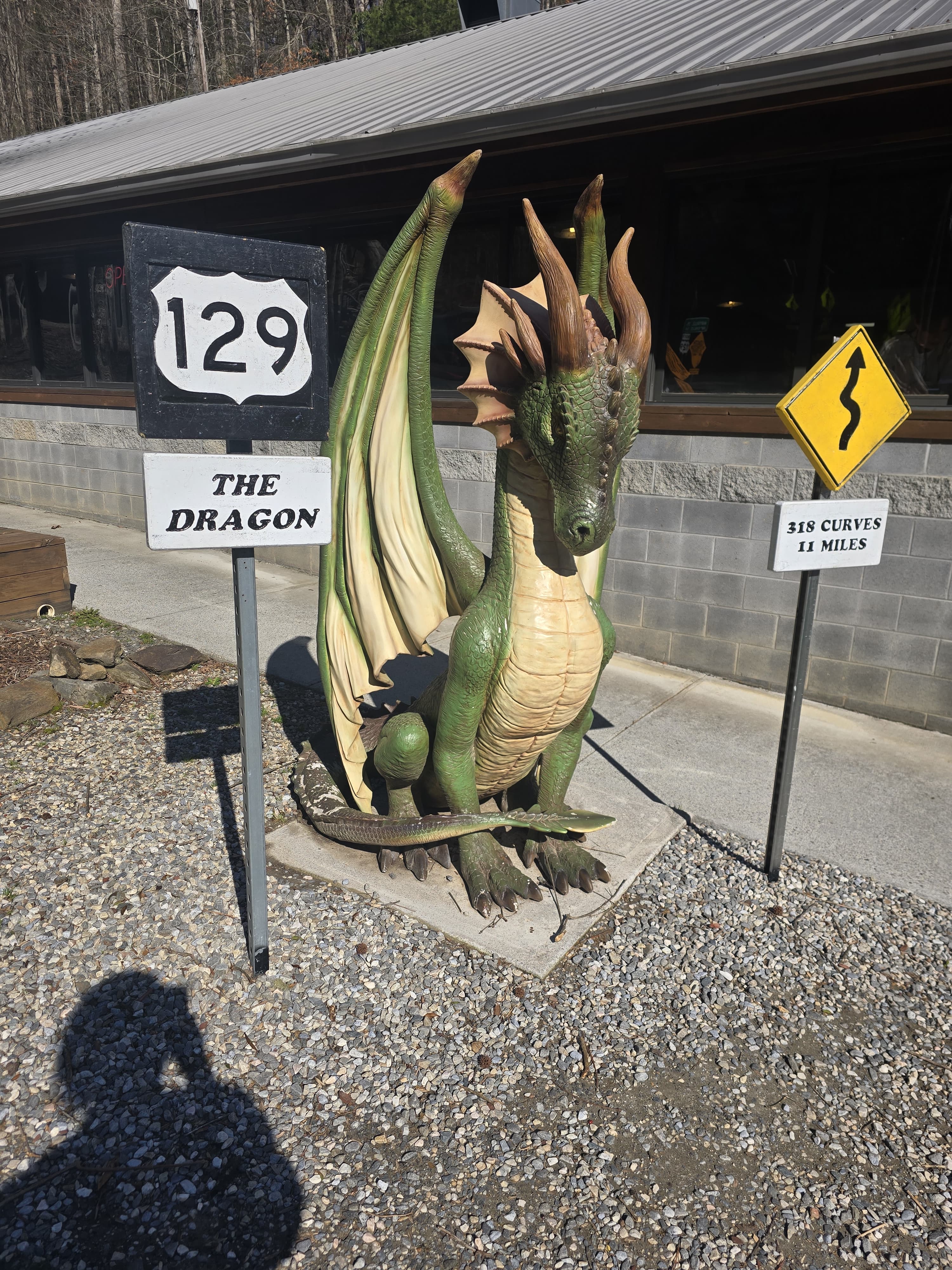 The Dragon statue at US Route 129 — 318 curves in 11 miles — the inspiration behind Seamless Gutter Slayers